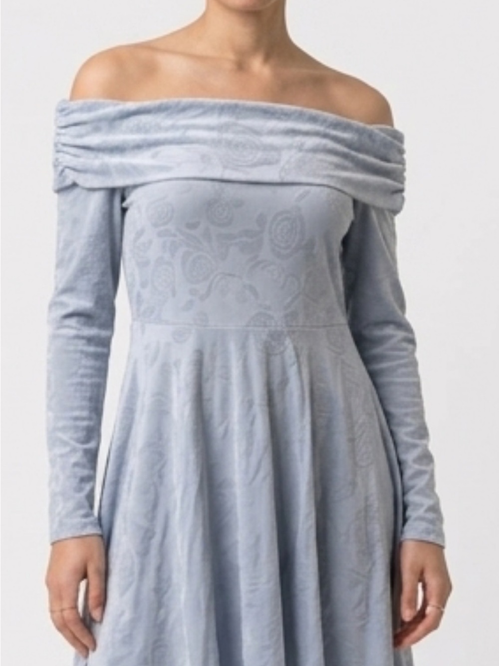 Target Pale Blue Off-the-Shoulder Long Sleeve Fit & Flare Dress